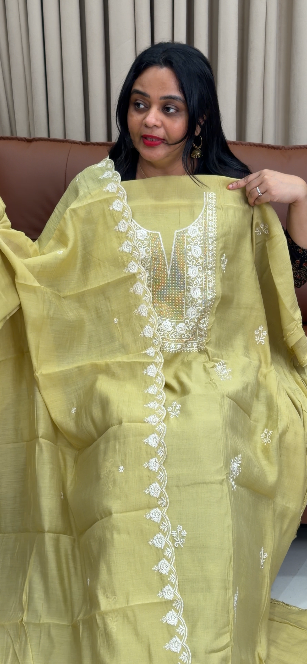 MUL CHANDERI UNSTITCHED SALWAR SUITS - IHA 34481