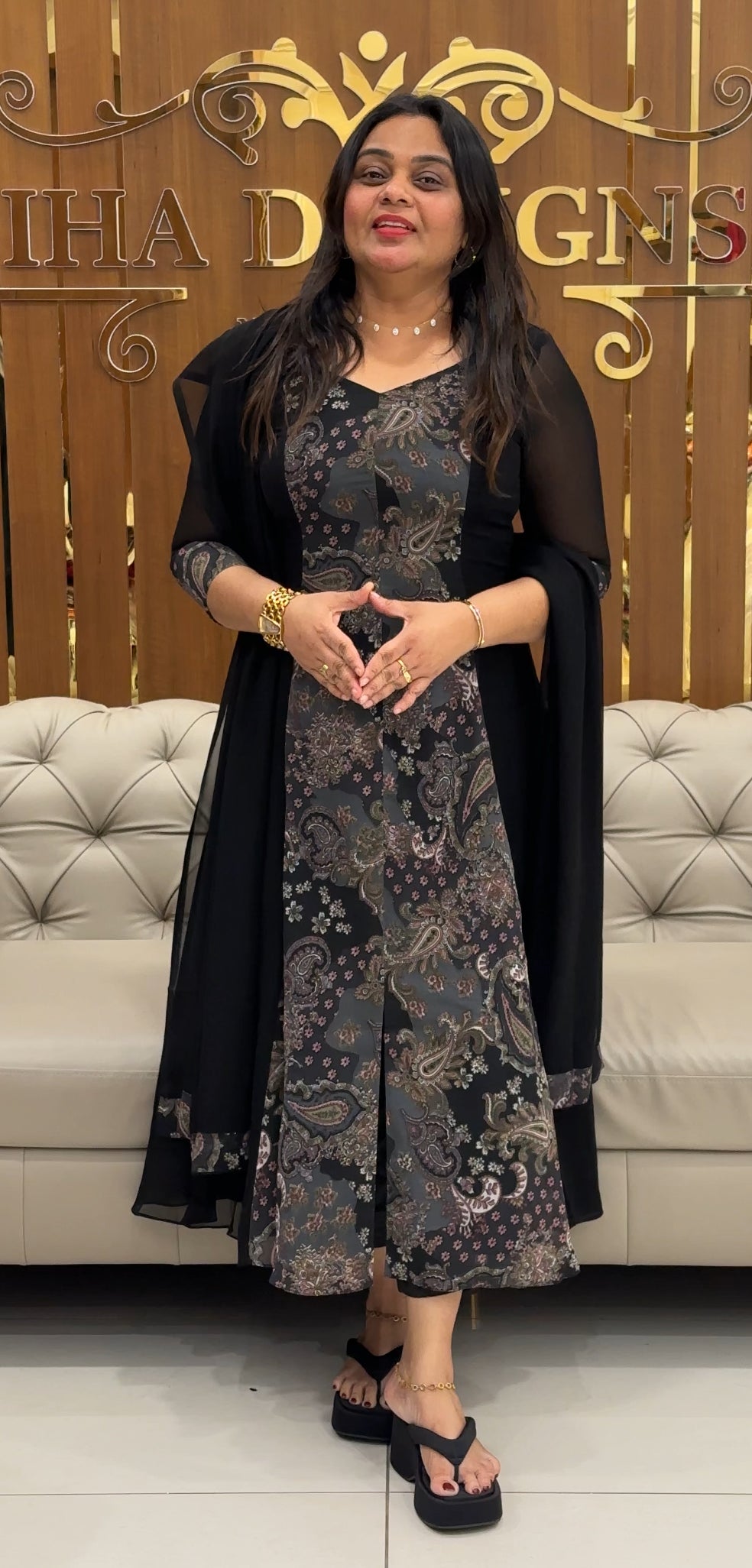 IHA'S IN-HOUSE GEORGETTE ALINE TOP ONLY  - IHA 28154