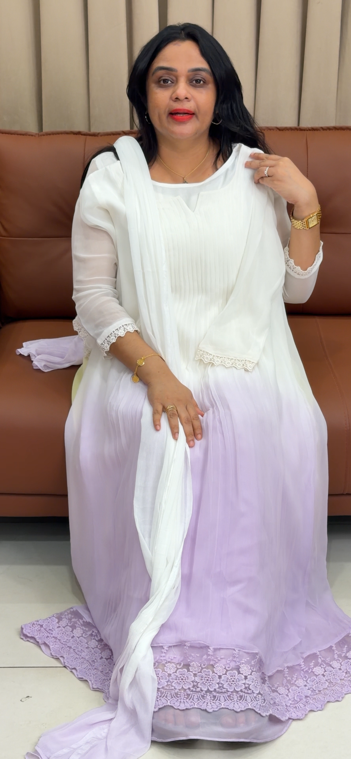 IHA'S IN-HOUSE VISCOSE GEORGETTE ALINE TOP AND DUPATTA -  IHA 35857