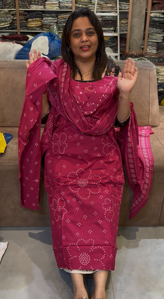 COTTON TOP, BOTTOM AND DUPATTA - IHA 25257