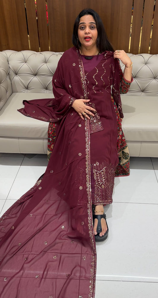 DESIGNER A-LINE TOP AND DUPATTA - IHA 23330
