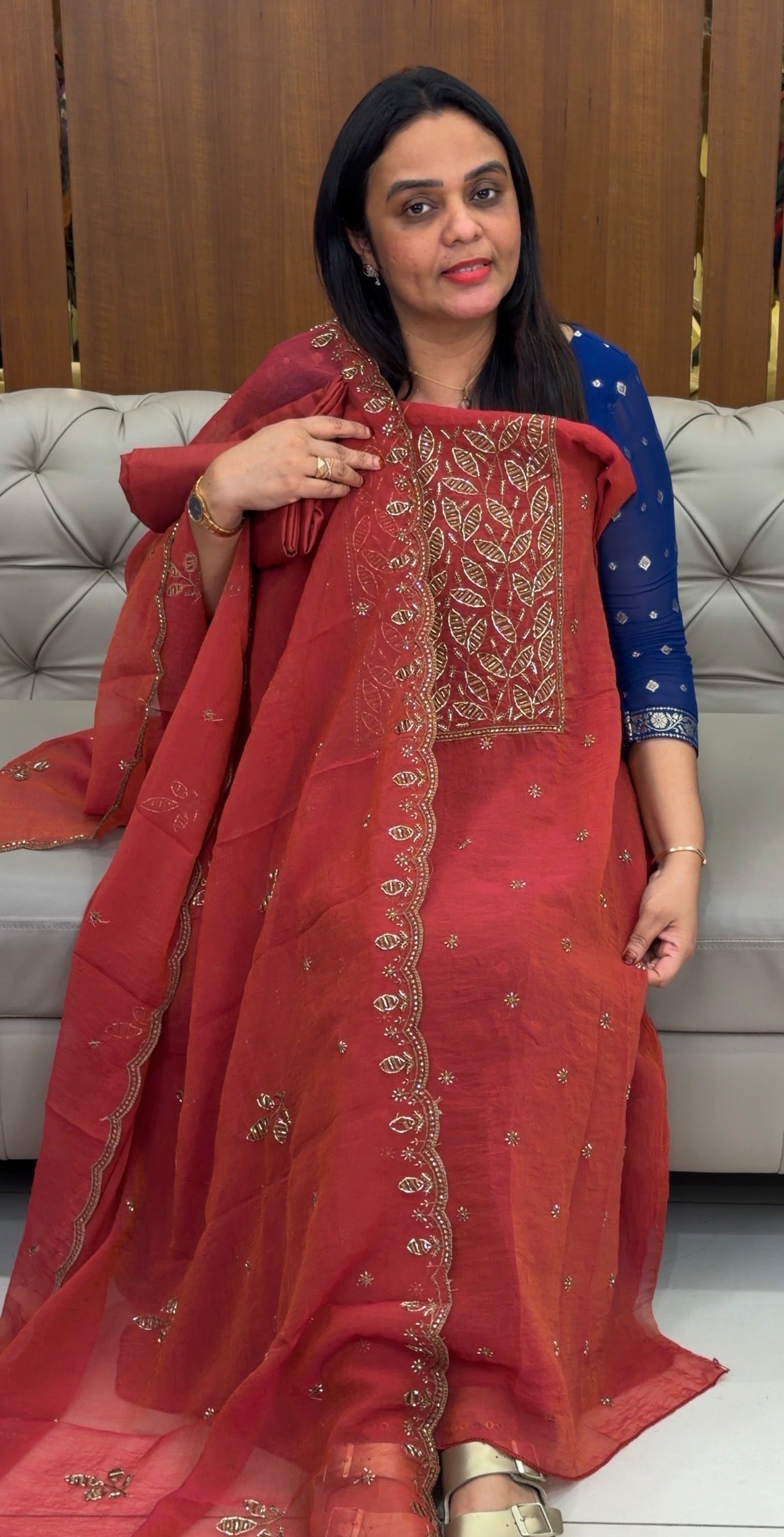 HANDWORKED UNSTITCHED SALWAR SUITS - IHA 32426