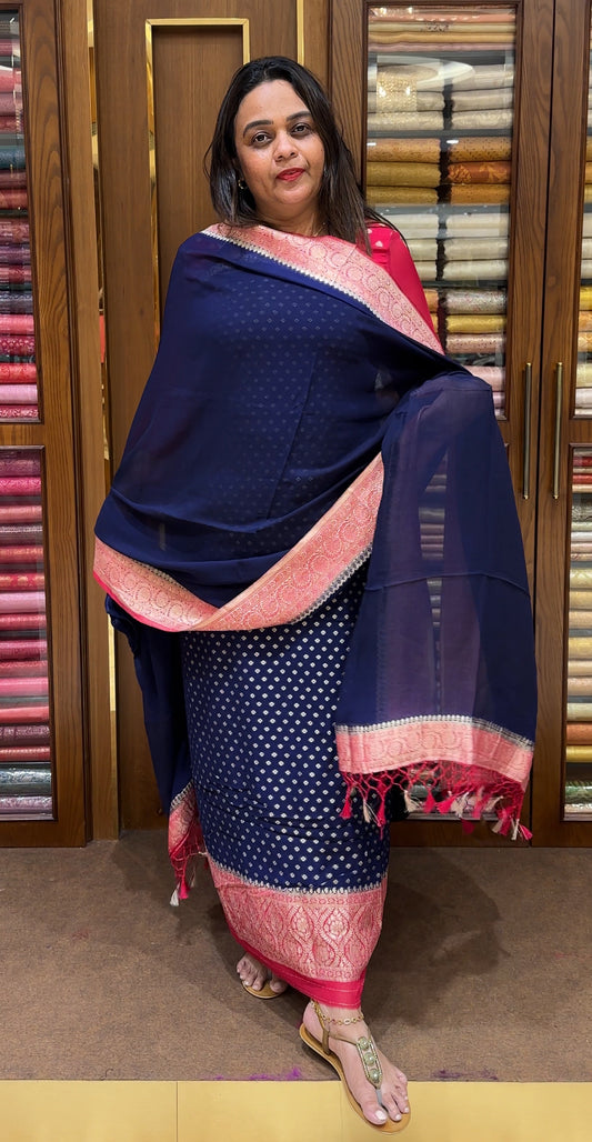 BANARASI UNSTITCHED SALWAR SUITS - IHA 22462