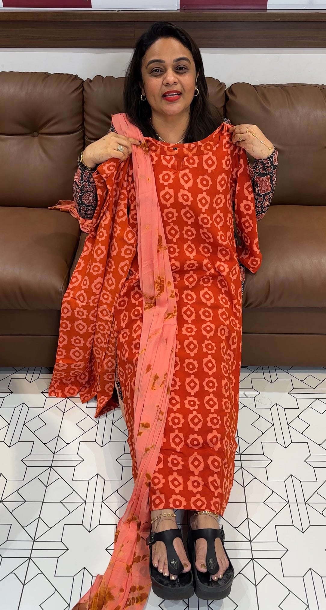 BATIK PRINTED TOP,BOTTOM AND DUPATTA- IHA 23966