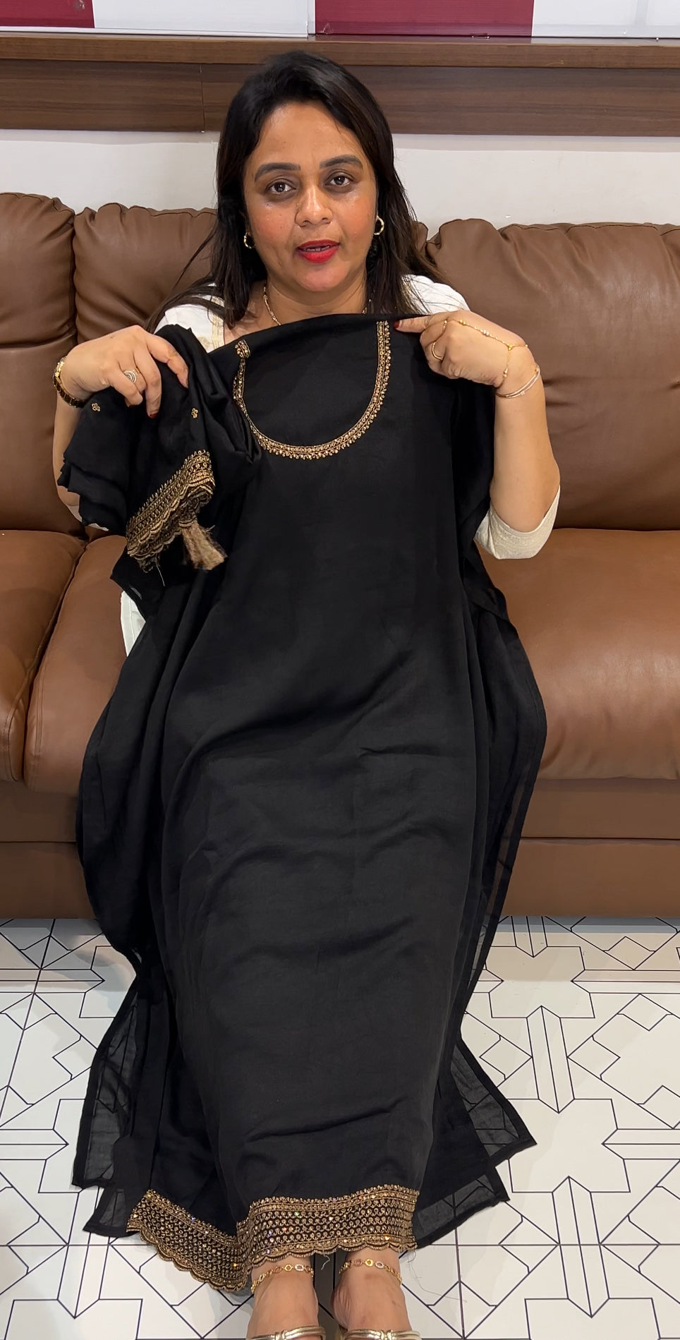 HAND WORKED UNSTITCHED SALWAR SUITS - IHA 24282
