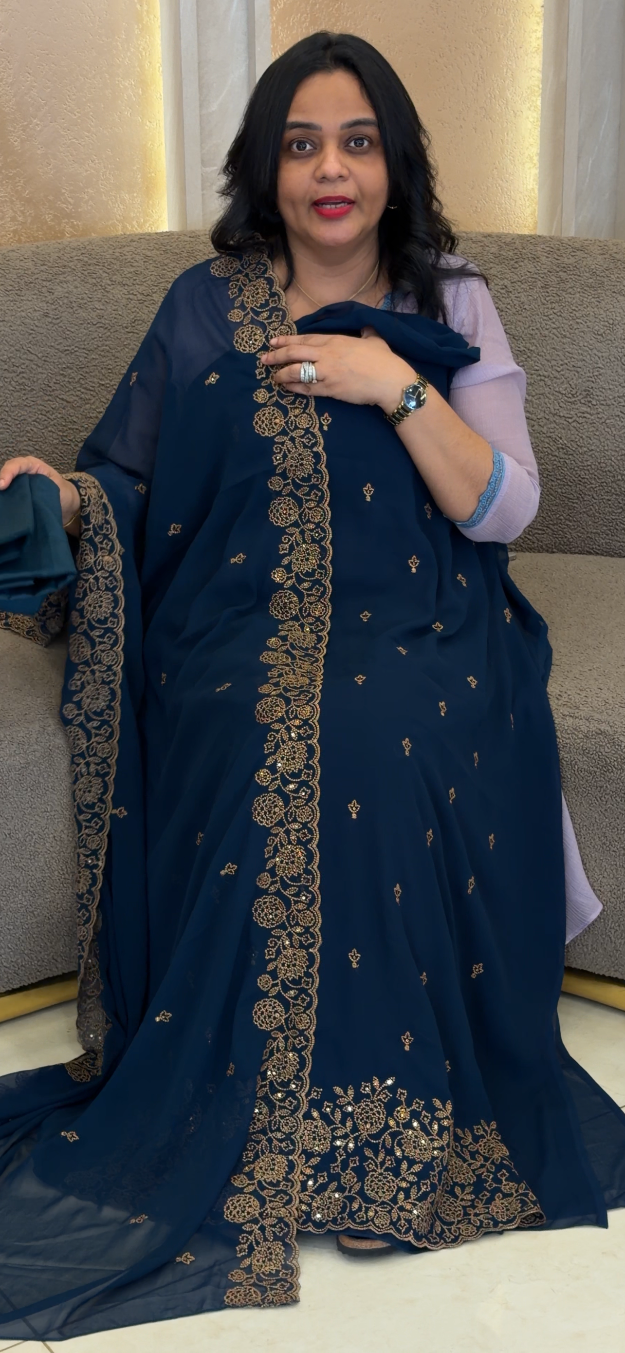 FAUX GEORGETTE  UNSTITCHED SALWAR SUITS - IHA 35018