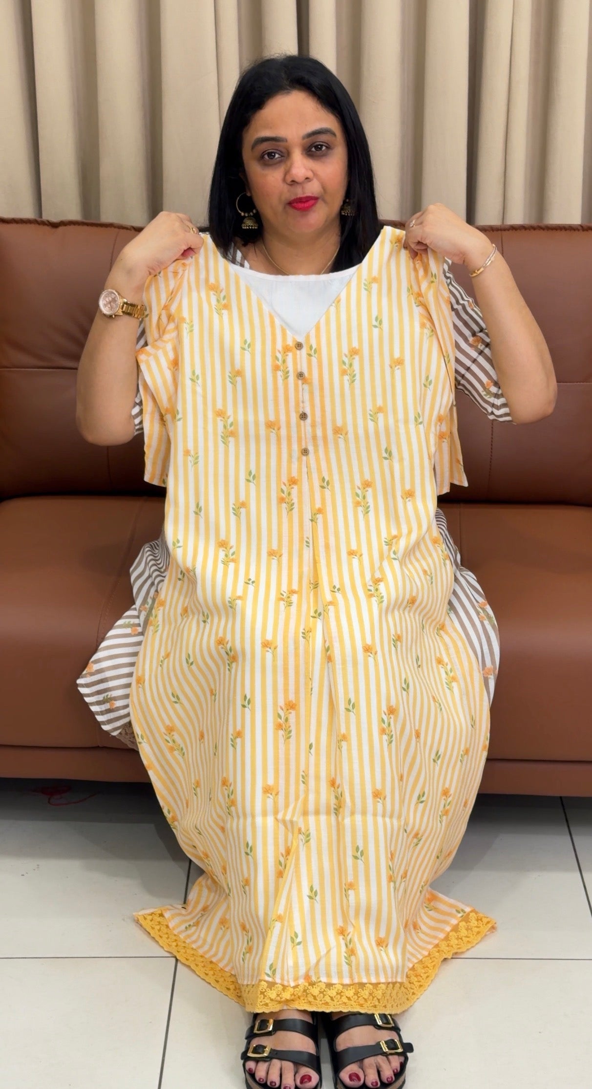 IHA'S IN-HOUSE PRINTED LINEN FROCKS - IHA 33961