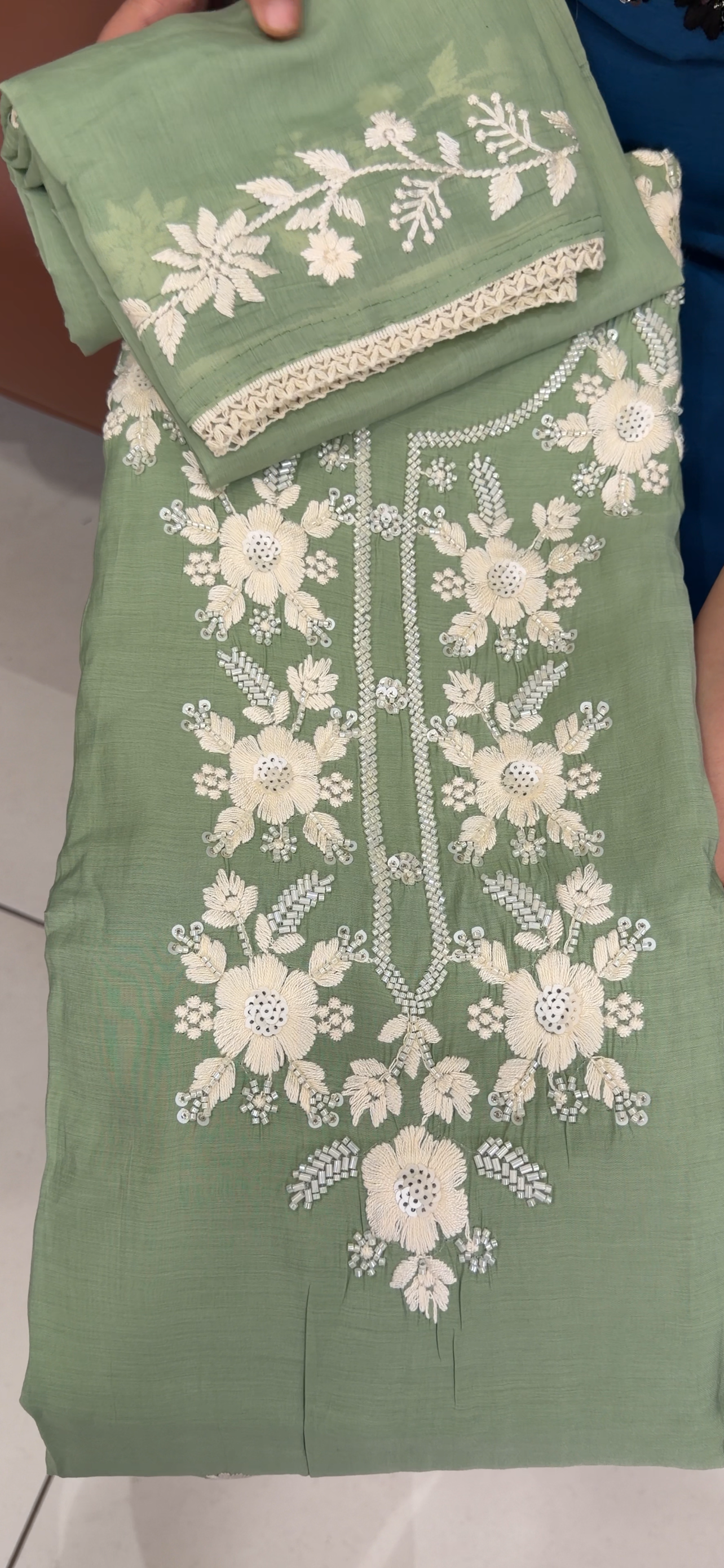 CHIKANKARI UNSTITCHED SALWAR SUITS - IHA 34654