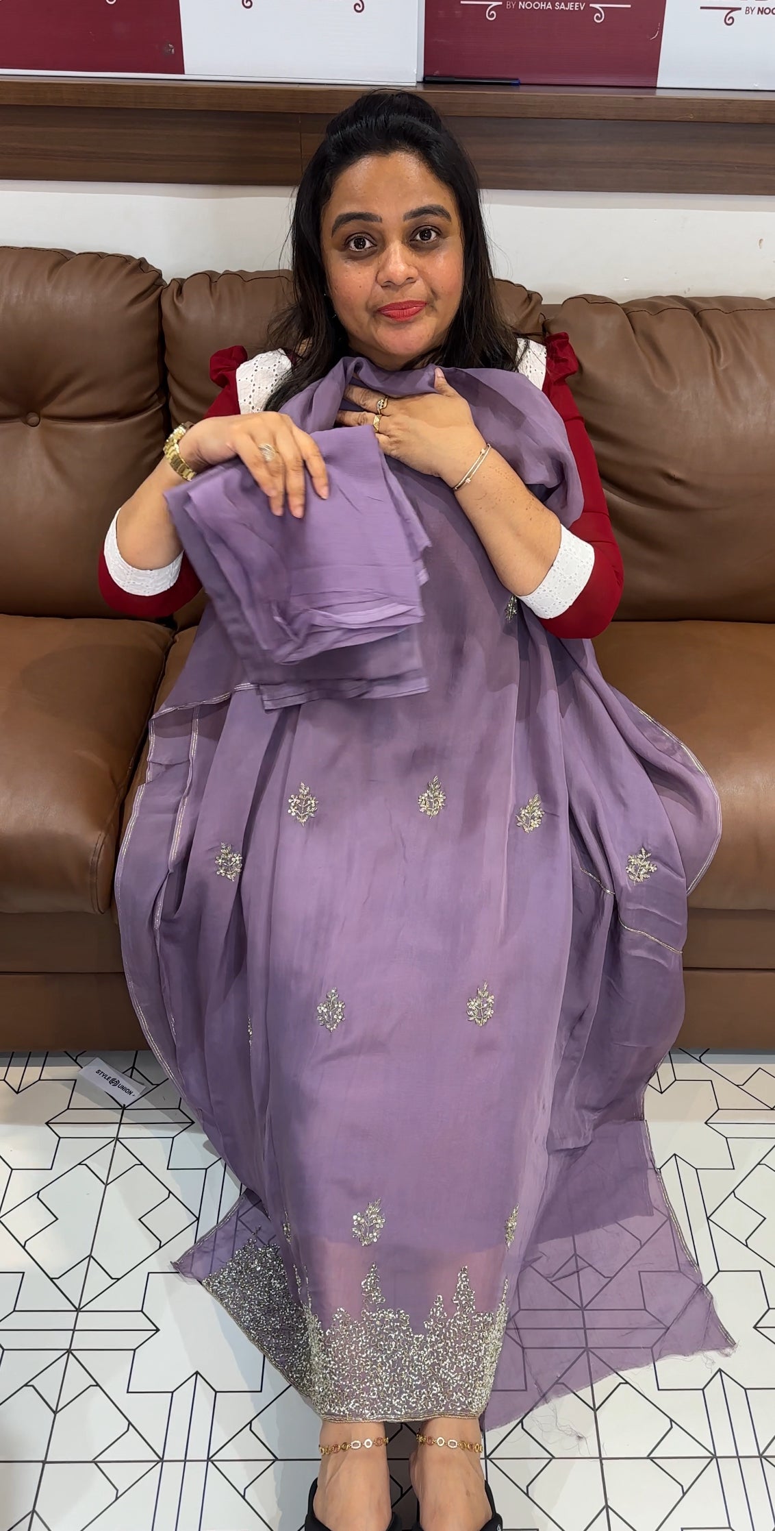 HAND WORKED UNSTITCHED SALWAR SUITS - IHA 27864