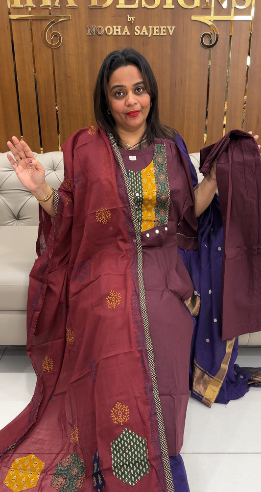COTTON TOP , BOTTOM AND DUPATTA - IHA 25413