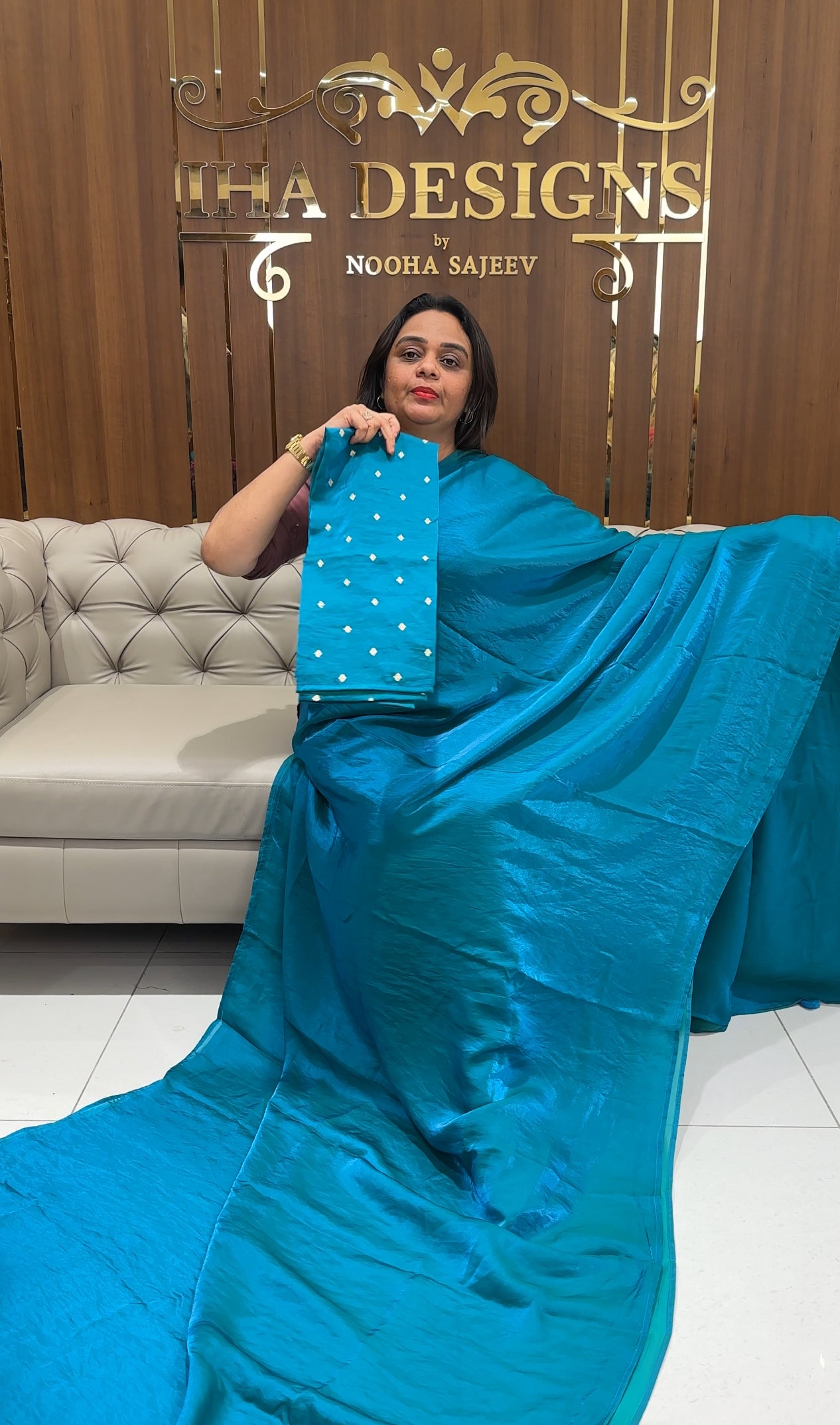 VELVET ORGANZA SAREES - IHA 26978