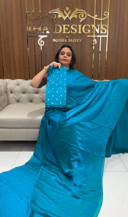 VELVET ORGANZA SAREES - IHA 26978