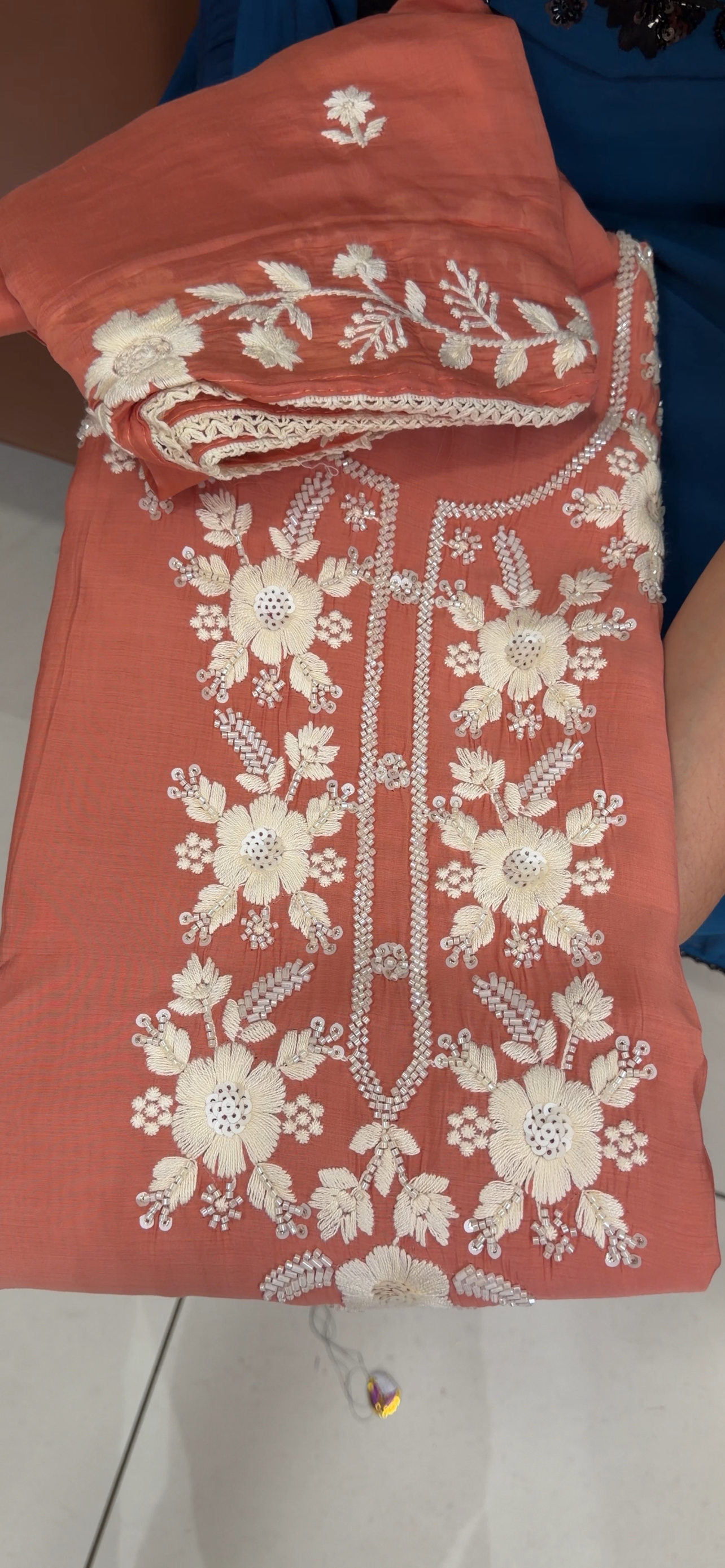 CHIKANKARI UNSTITCHED SALWAR SUITS - IHA 34654