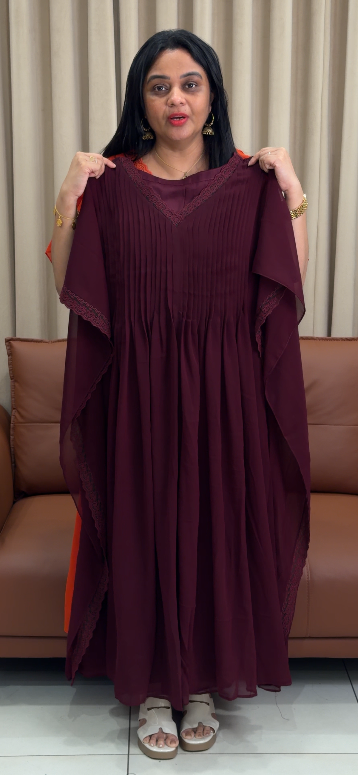 IHA'S IN-HOUSE FAUX GEORGETTE KAFTAN TOPS - IHA 35781