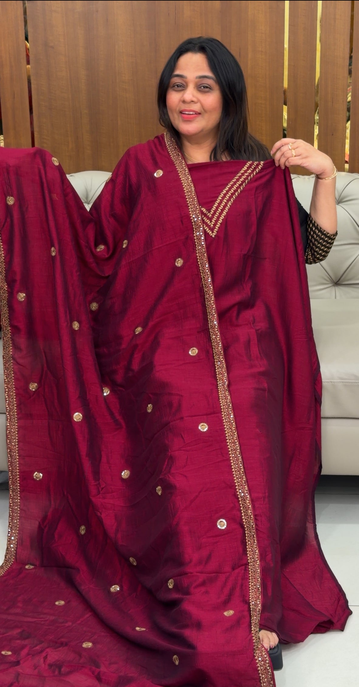 IHA'S IN-HOUSE SEMI RAW SILK TOP,BOTTOM AND DUPATTA - IHA 29258