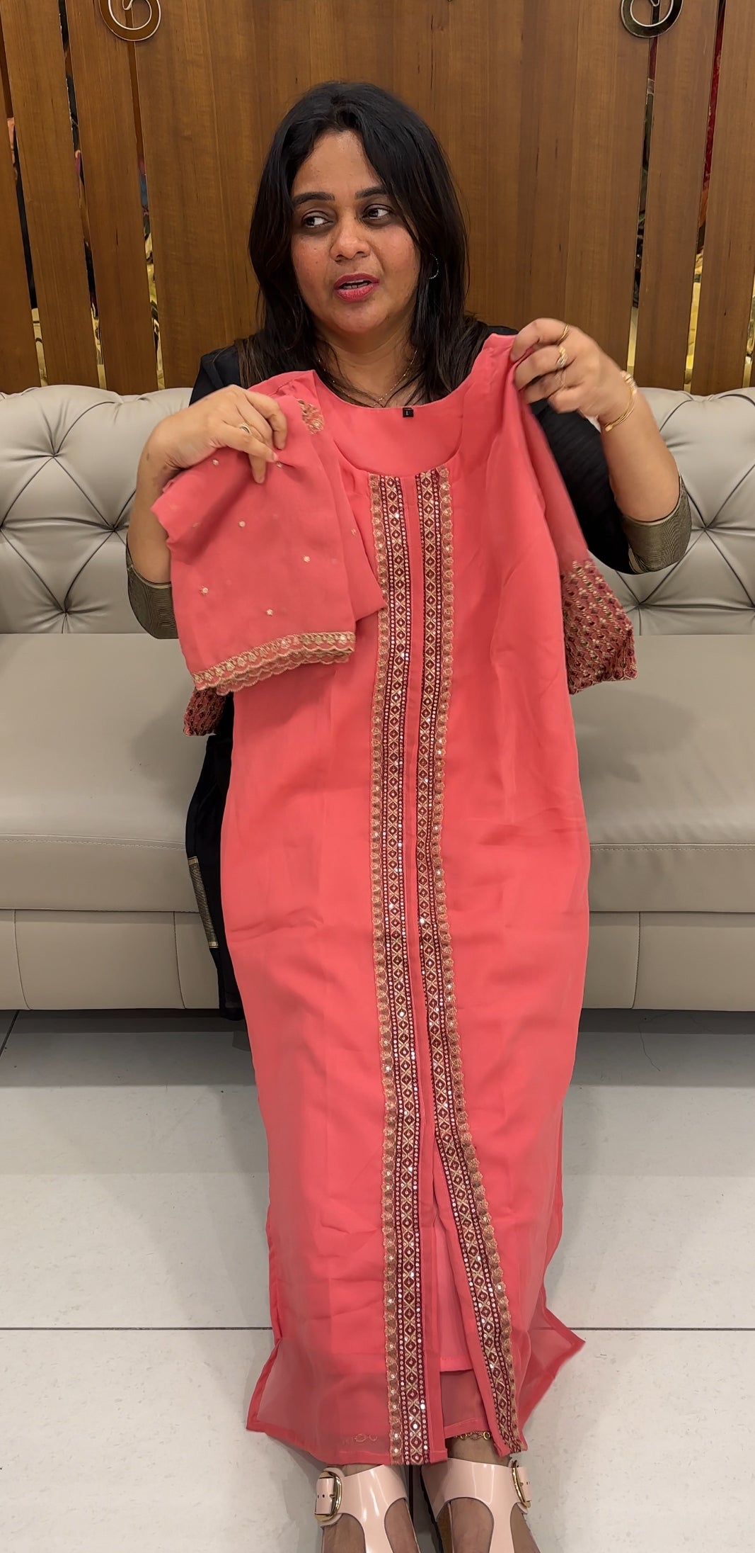 FAUX GEORGETTE TOP,BOTTOM AND DUPATTA - IHA 26711