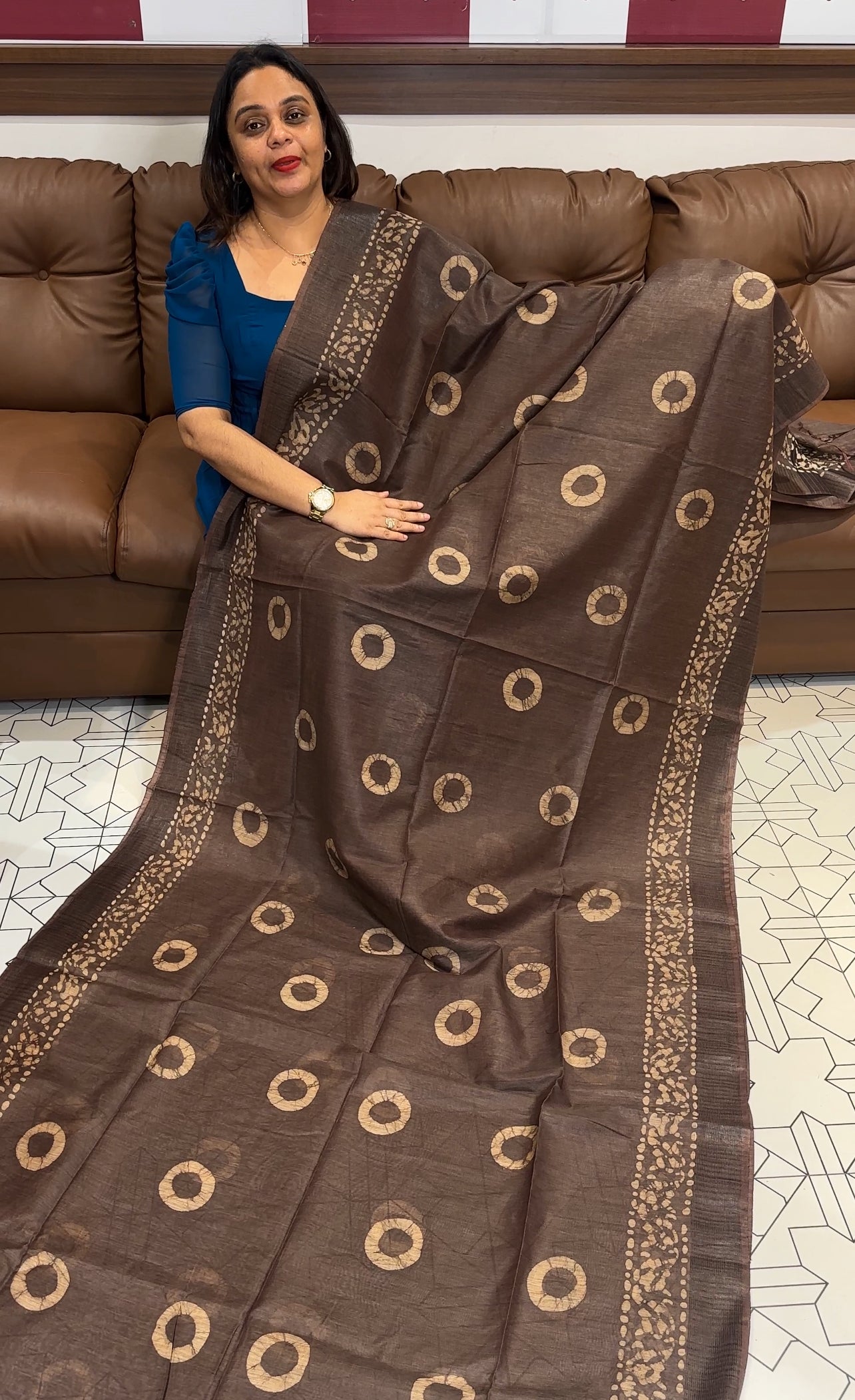 PRINTED TUSSER SAREES - IHA 17267