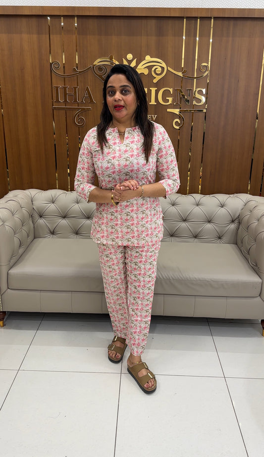 PRINTED COTTON SHORT CO-ORDS SETS - IHA 25375