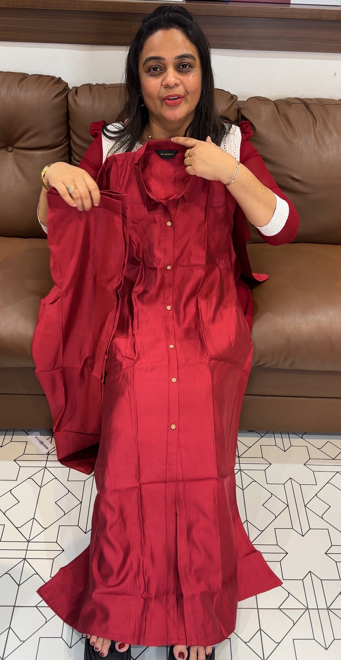 MUL CHANDERI LONG TOP AND BOTTOM - IHA 27846