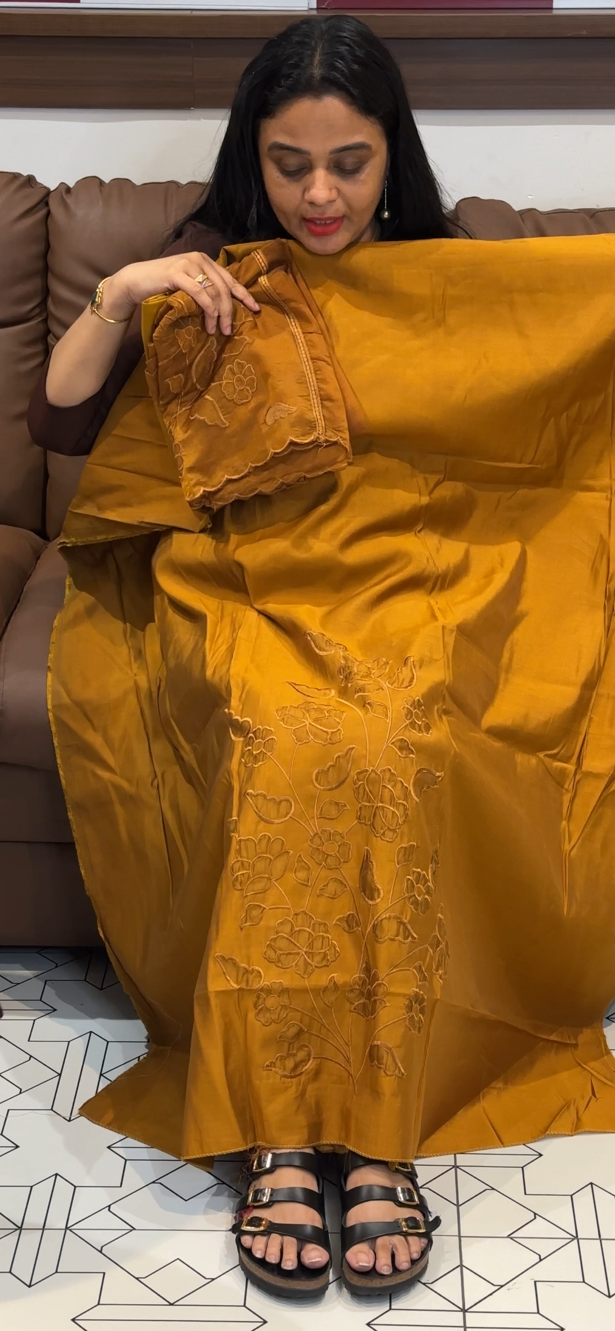MUL CHANDERI UNSTITCHED SALWAR SUITS - IHA 35554