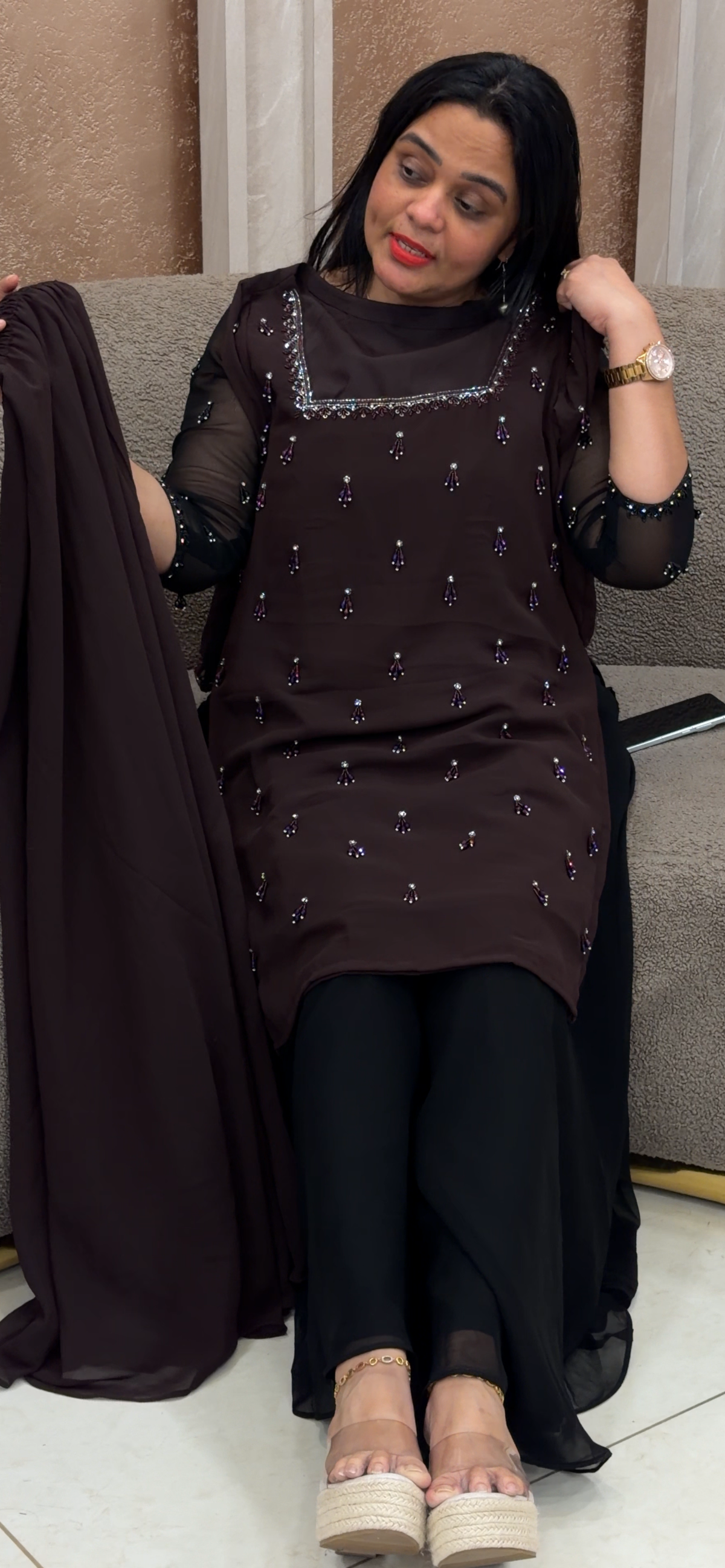 IHA'S IN-HOUSE HANDWORKED UNSTITCHED SALWAR SUITS  - IHA 35524