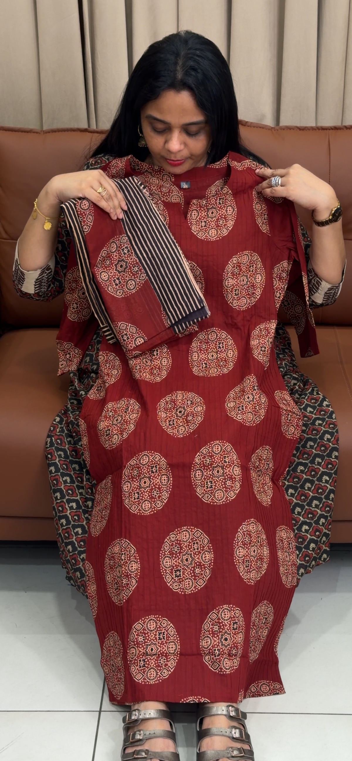 PRINTED COTTON TOP, BOTTOM AND DUPATTA - IHA 35742