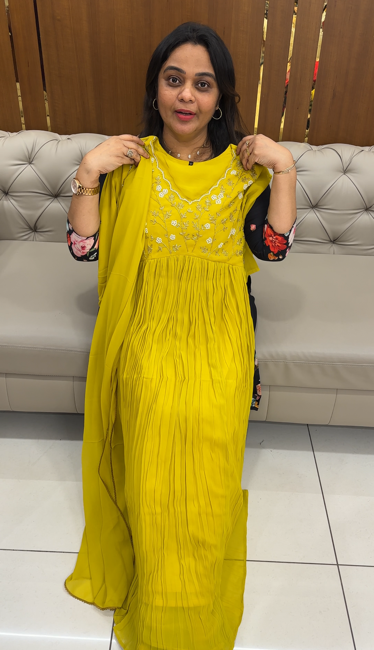 HAND WORKED A-LINE TOP AND DUPATTA - IHA 28692