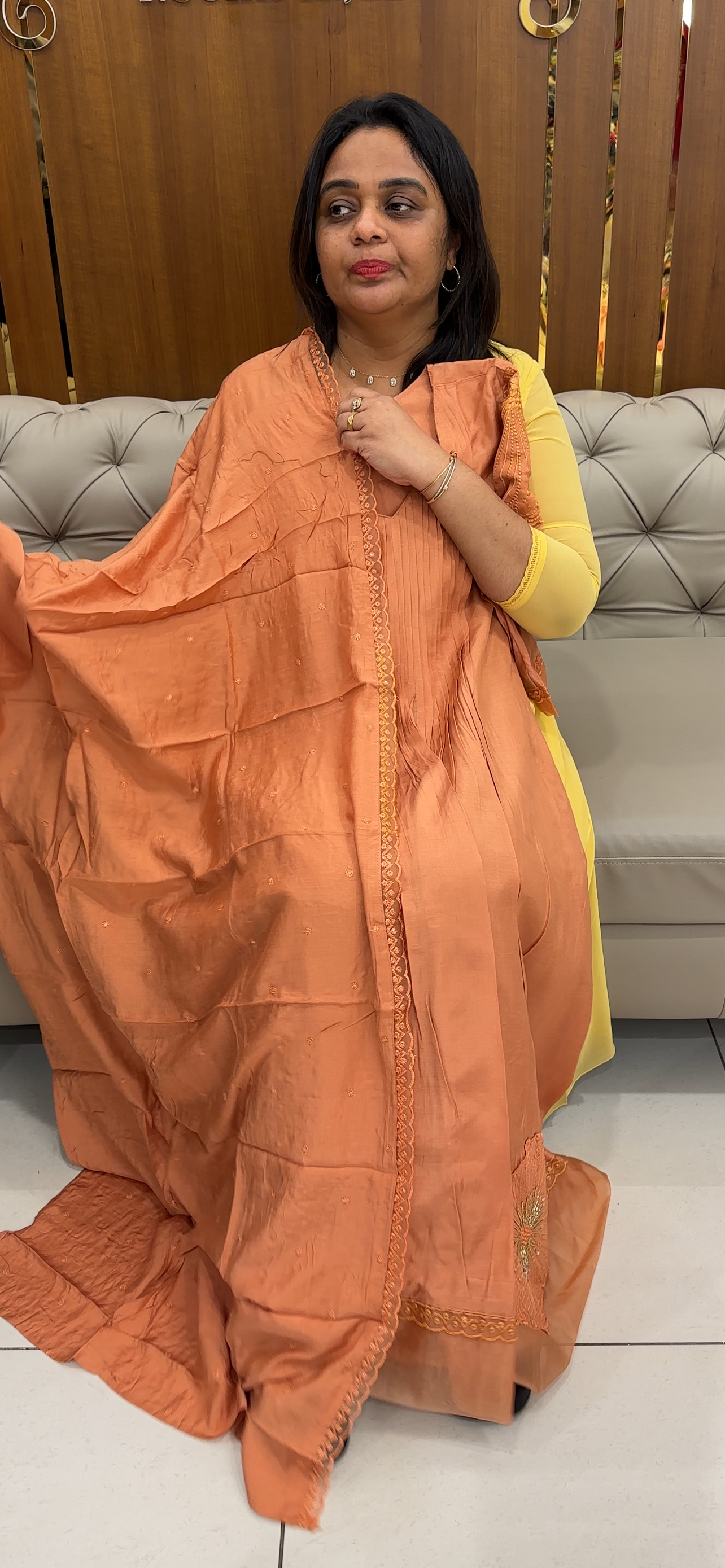 MUSLIN SILK TOP , BOTTOM AND DUPATTA - IHA 28615