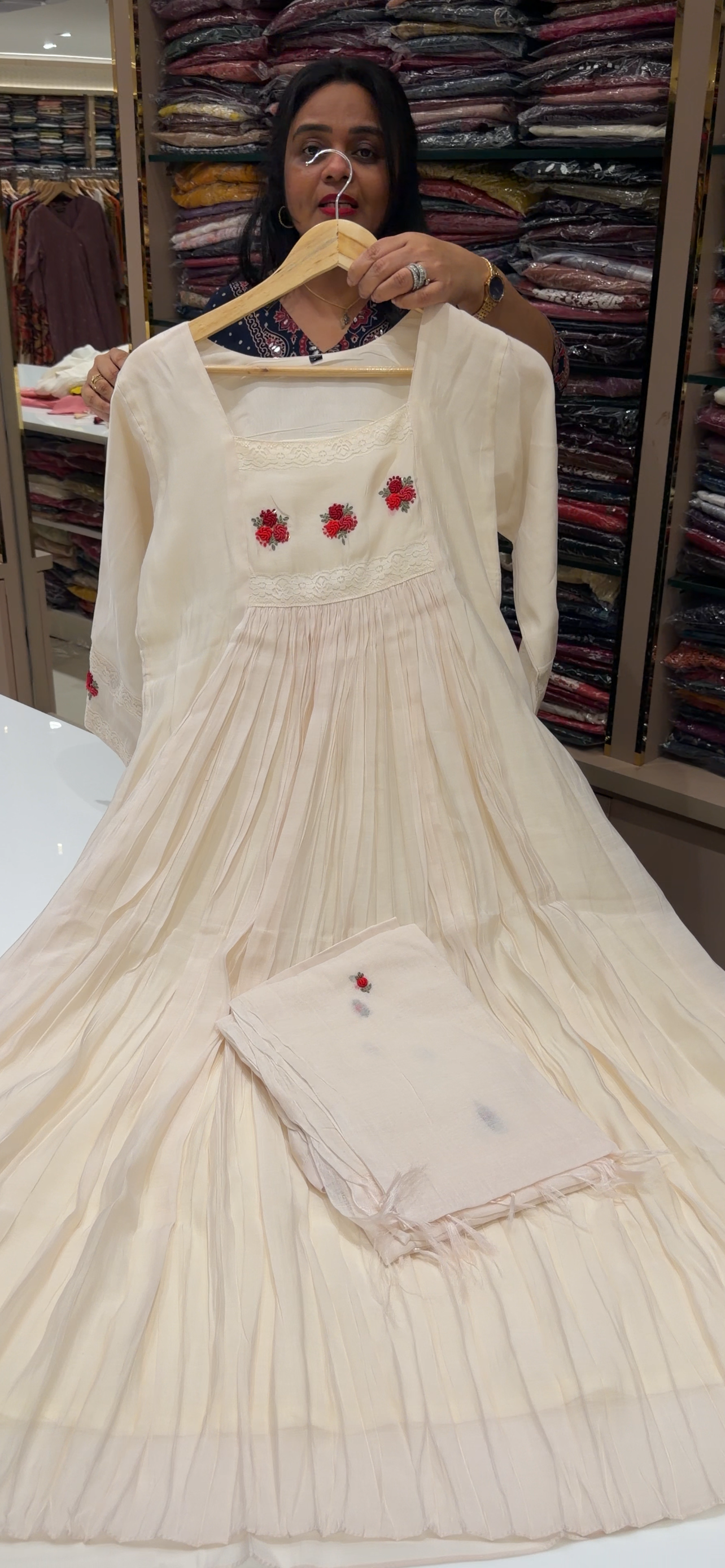 MALAI CHANDERI TOP, BOTTOM AND DUPATTA - IHA 34632