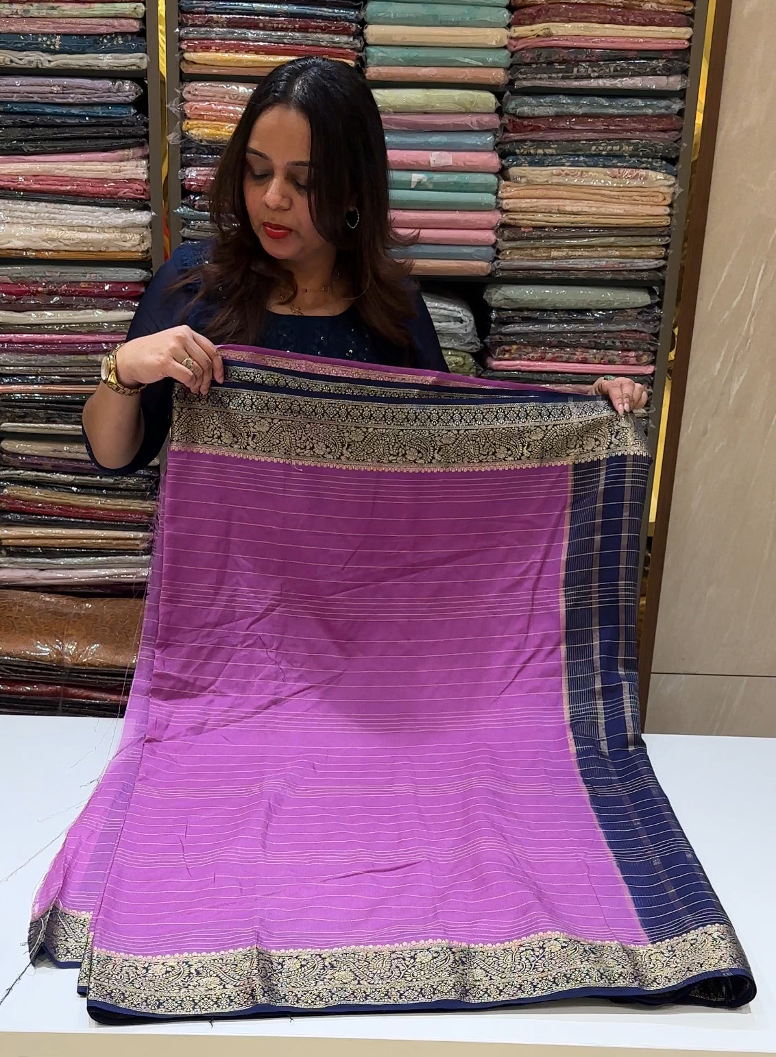 SEMI BANARASI SAREE - IHA 16359