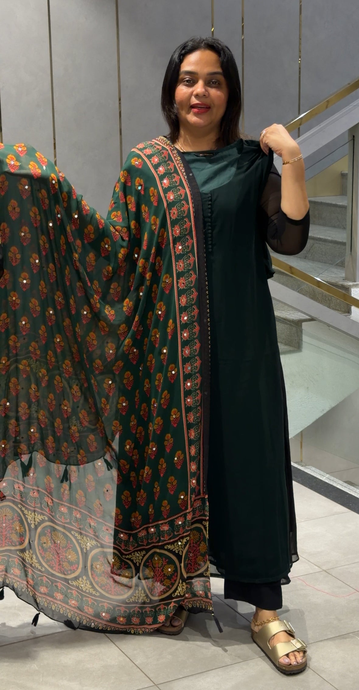 IHA'S IN-HOUSE GEORGETTE SLITTED TOP AND DUPATTA - IHA 32252
