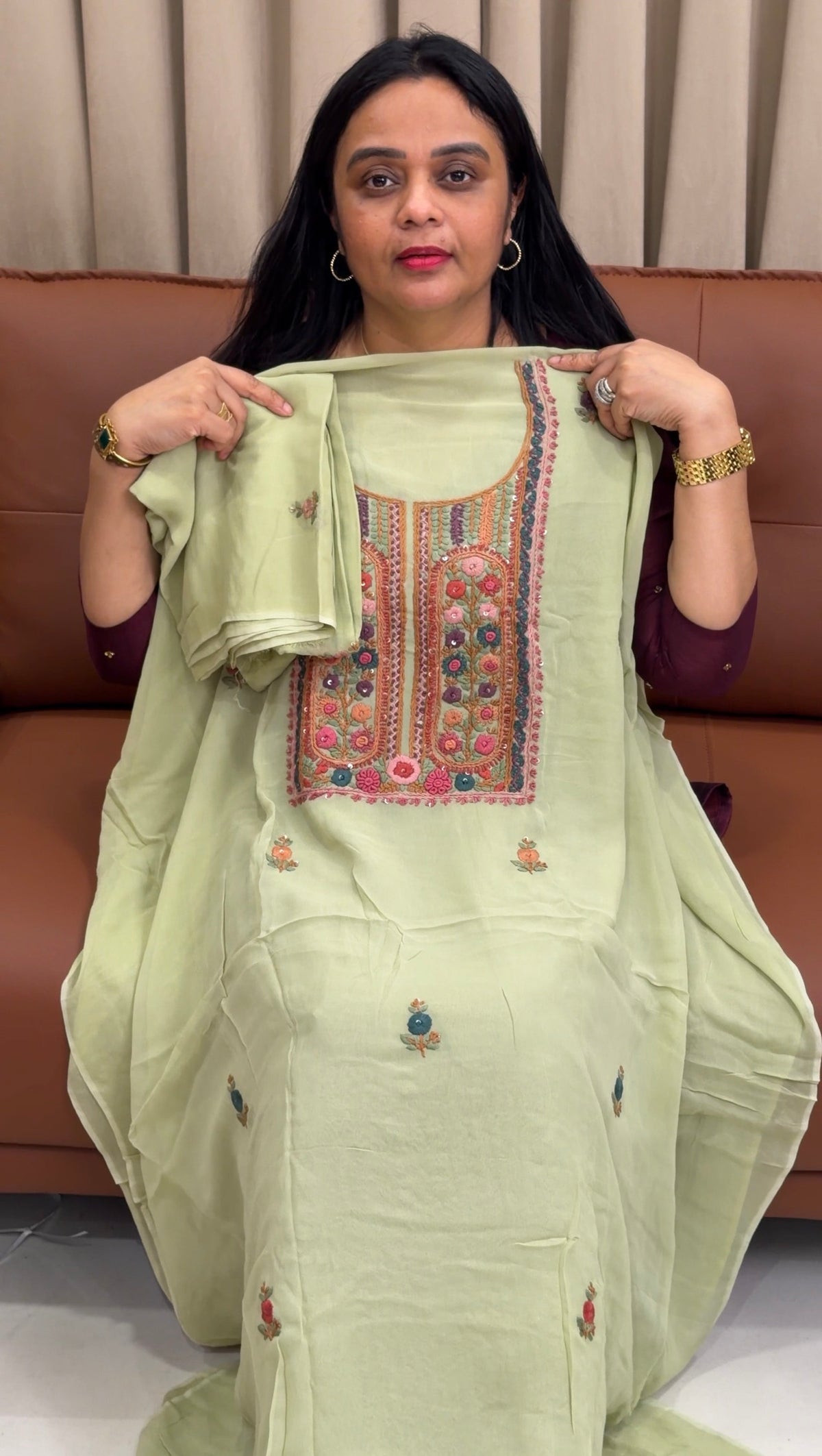 HANDWORKED UNSTITCHED SALWAR SUITS - IHA 35318