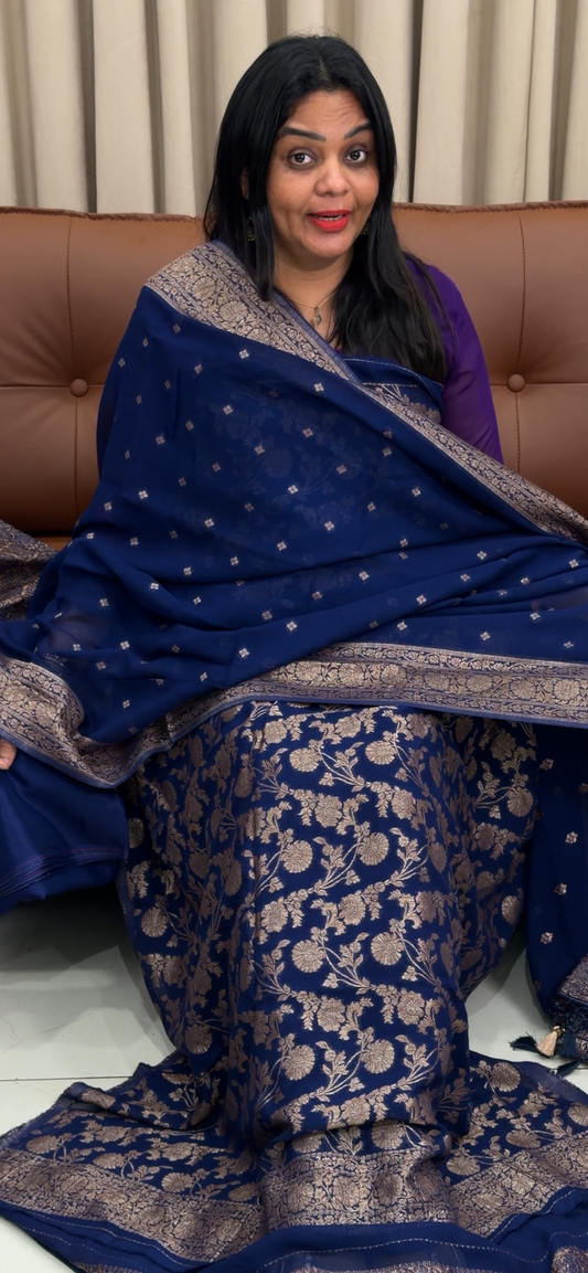 VISCOSE GEORGETTE BANARASI UNSTITCHED SALWAR SUITS - IHA 33673