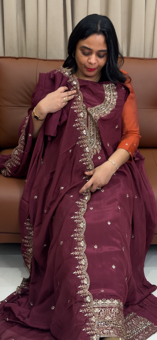 CRAPE UNSTITCHED SALWAR SUITS - IHA 33777