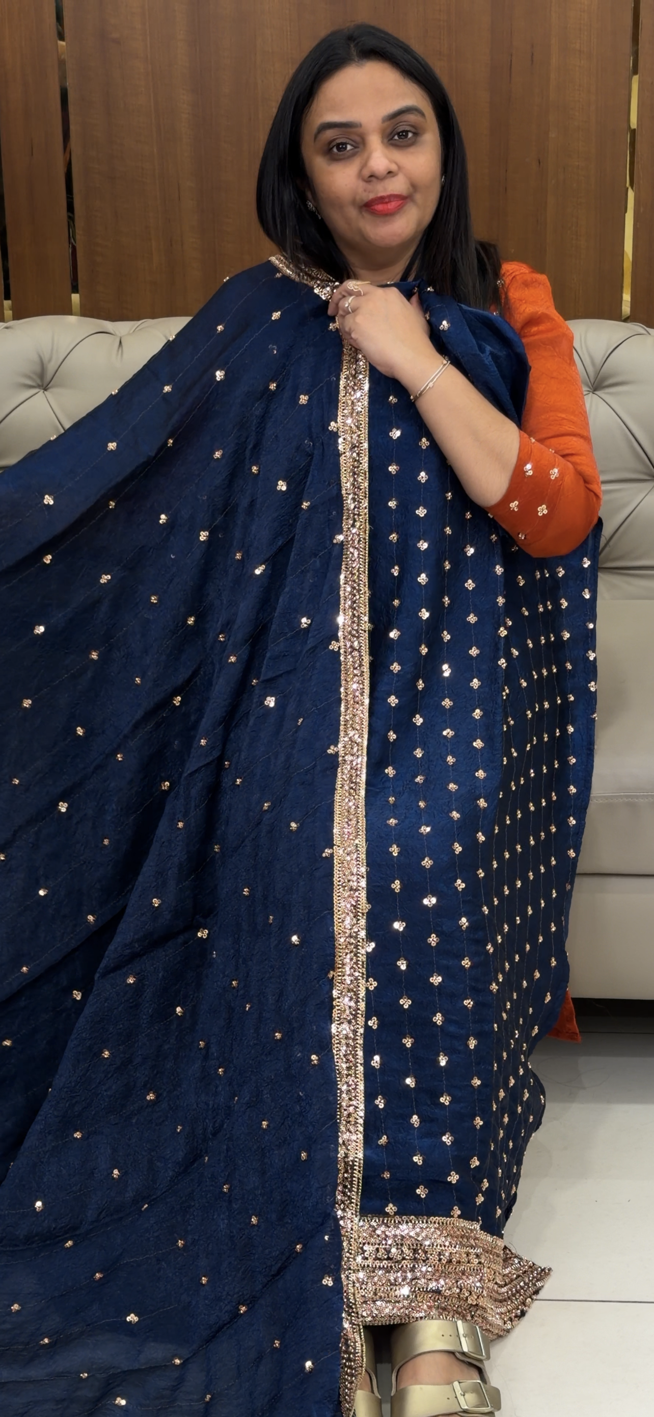 VELVET ORGANZA UNSTITCHED SALWAR SUITS - IHA 33076