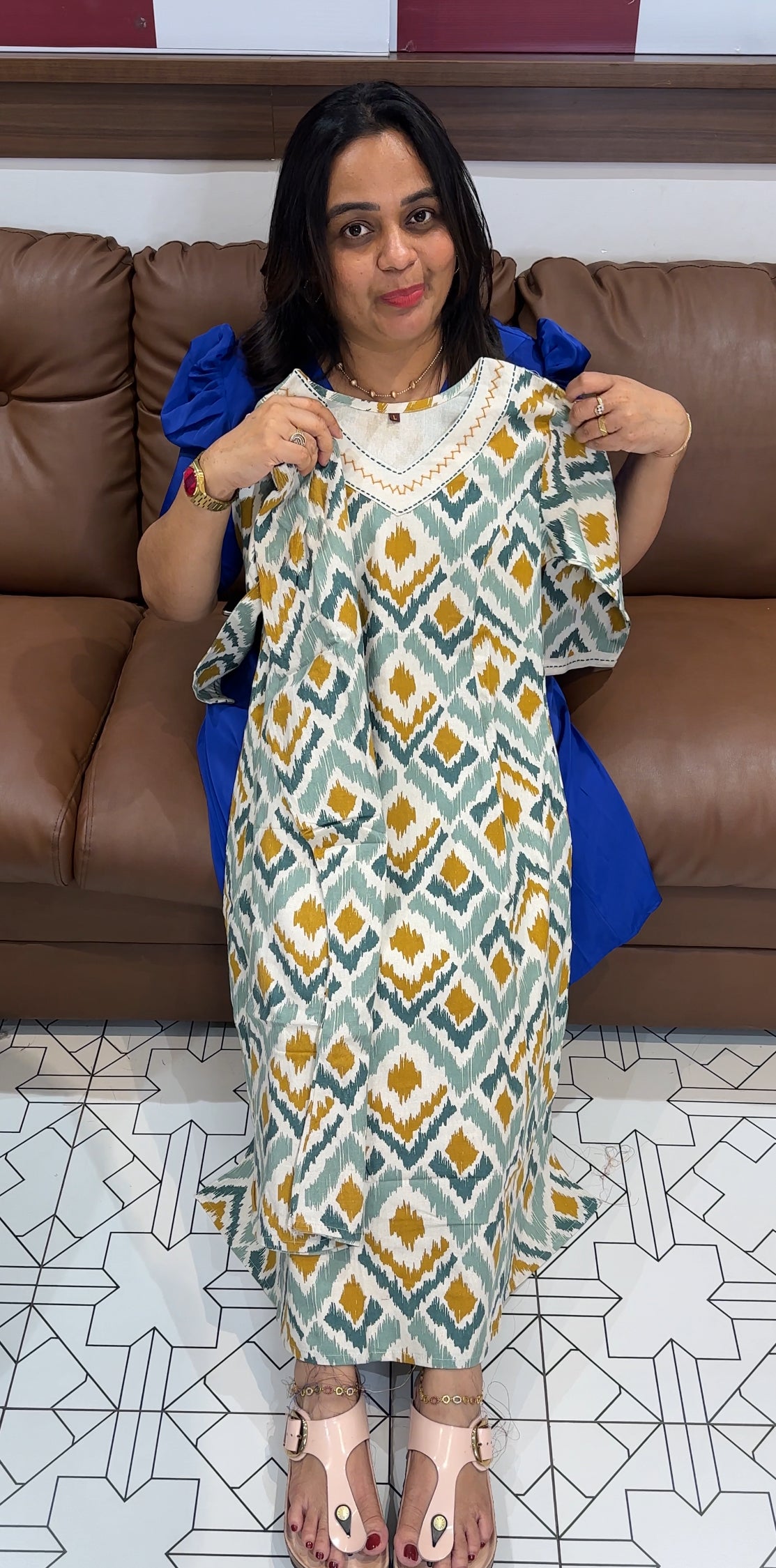 PRINTED COTTON LONG TOP AND BOTTOM - IHA 27707