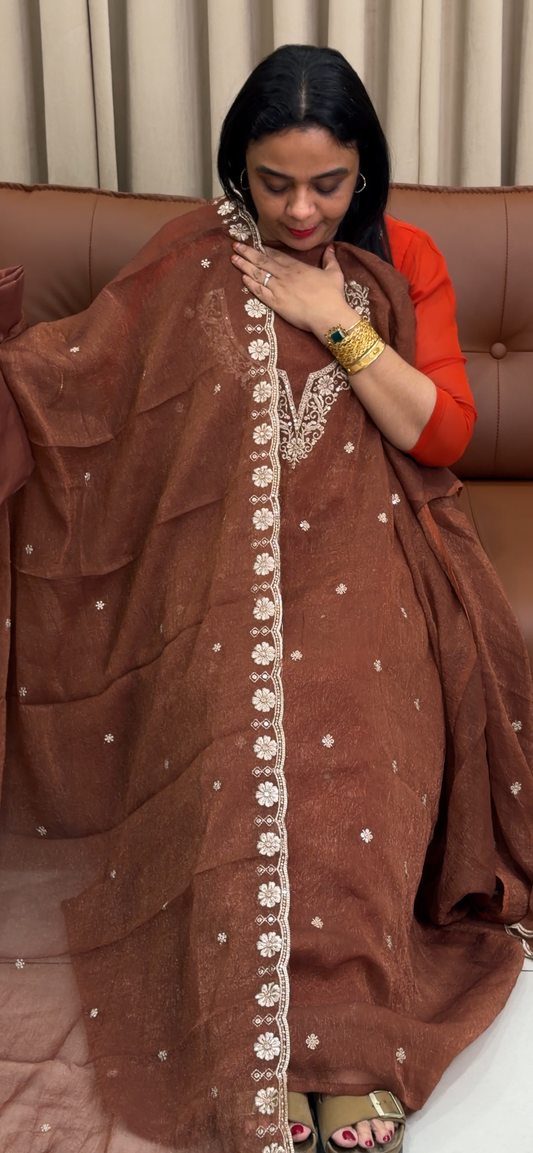 SHIMMER CHIFFON UNSTITCHED SALWAR SUITS - IHA 33746