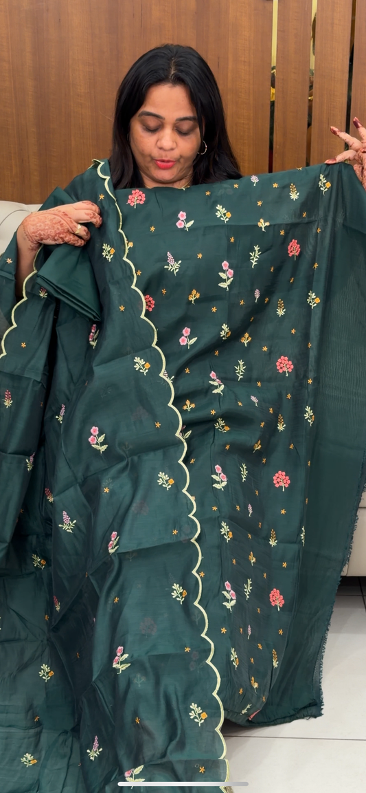 MALAI CHANDERI UNSTITCHED SALWAR SUITS - IHA 30063