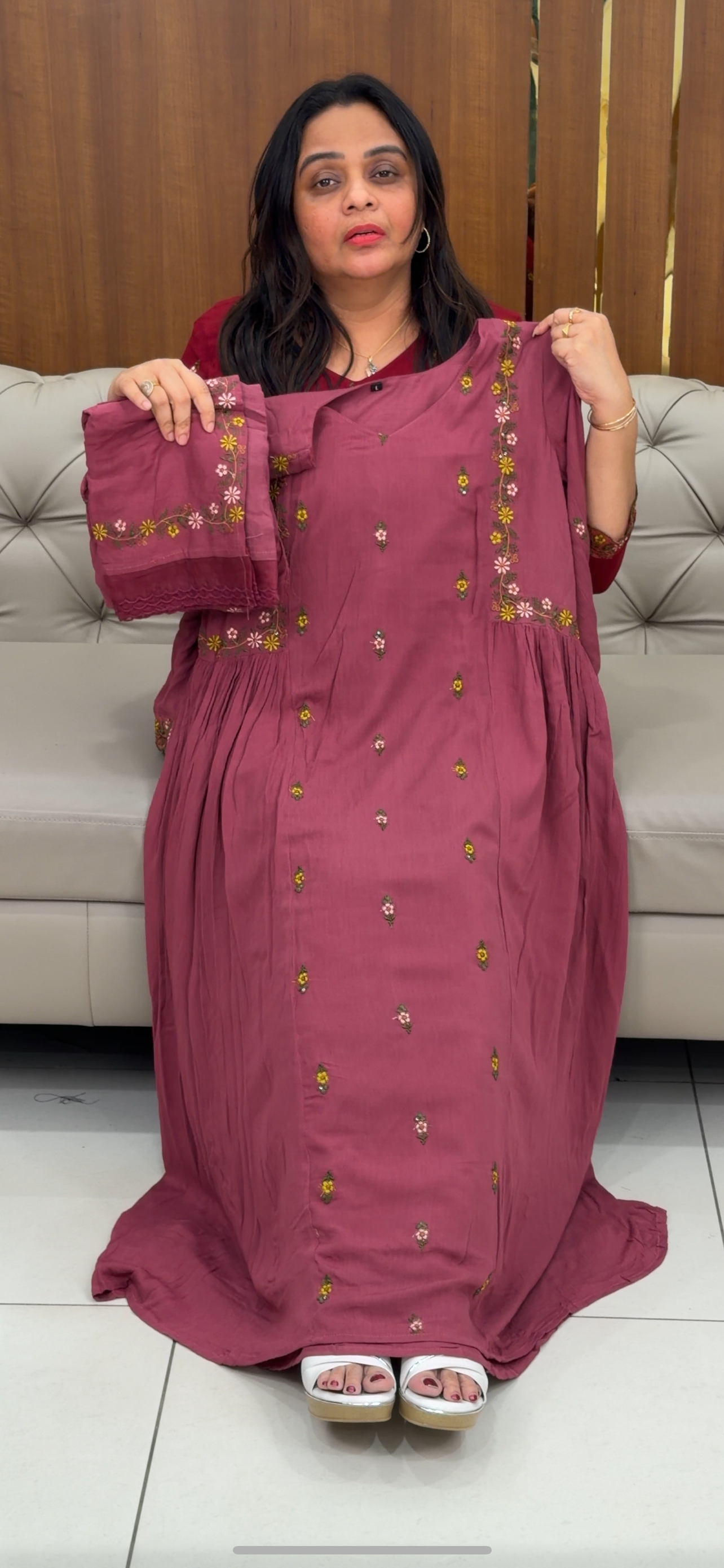 CRUSHED RAYON TOP, BOTTOM AND DUPATTA - IHA 29314