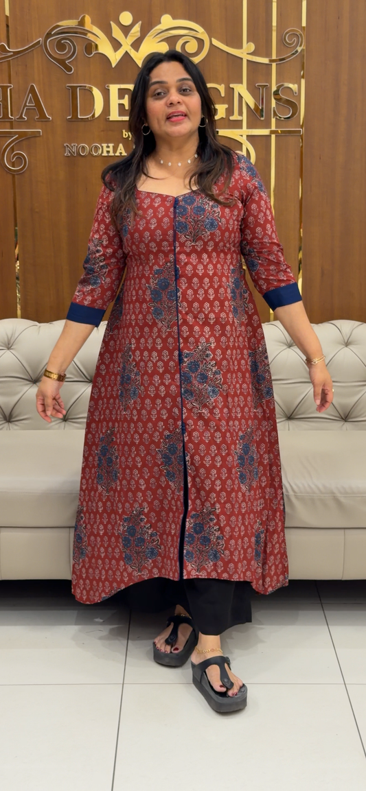 IHA'S IN-HOUSE AJRAKH A-LINE TOPS - IHA 28730