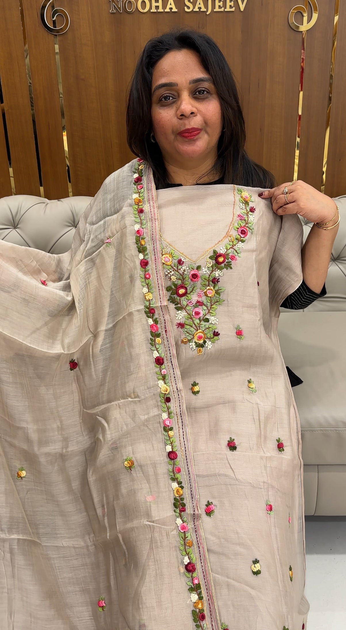 MALAI CHANDERI UNSTITCHED SALWAR SUITS - IHA 25907