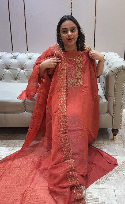 CRUSHED TISSUE UNSTITCHED SALWAR SUITS - IHA 22699