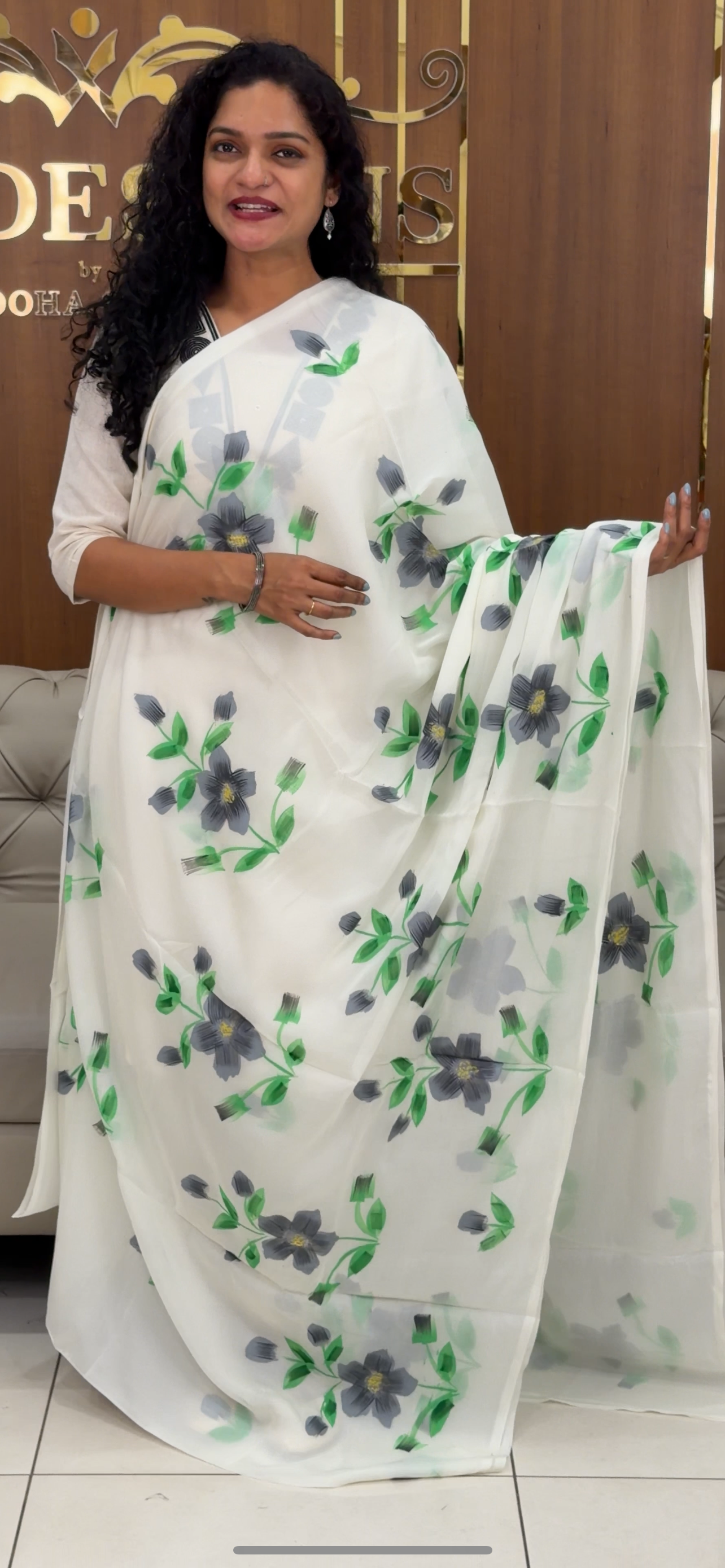 HAND PAINTED SAREES - IHA 29453