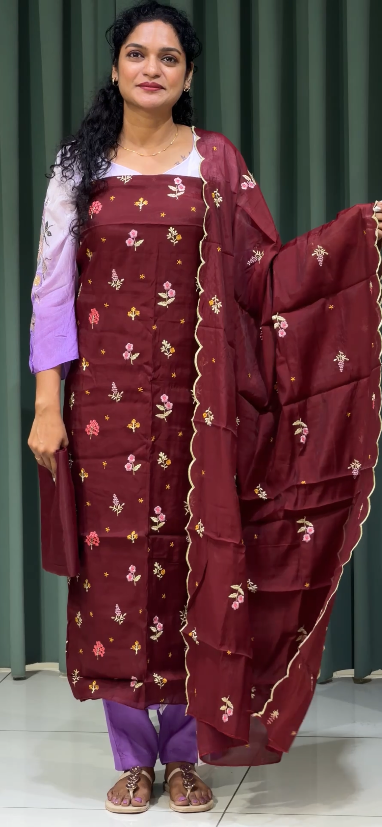 MALAI CHANDERI UNSTITCHED SALWAR SUITS - IHA 33410