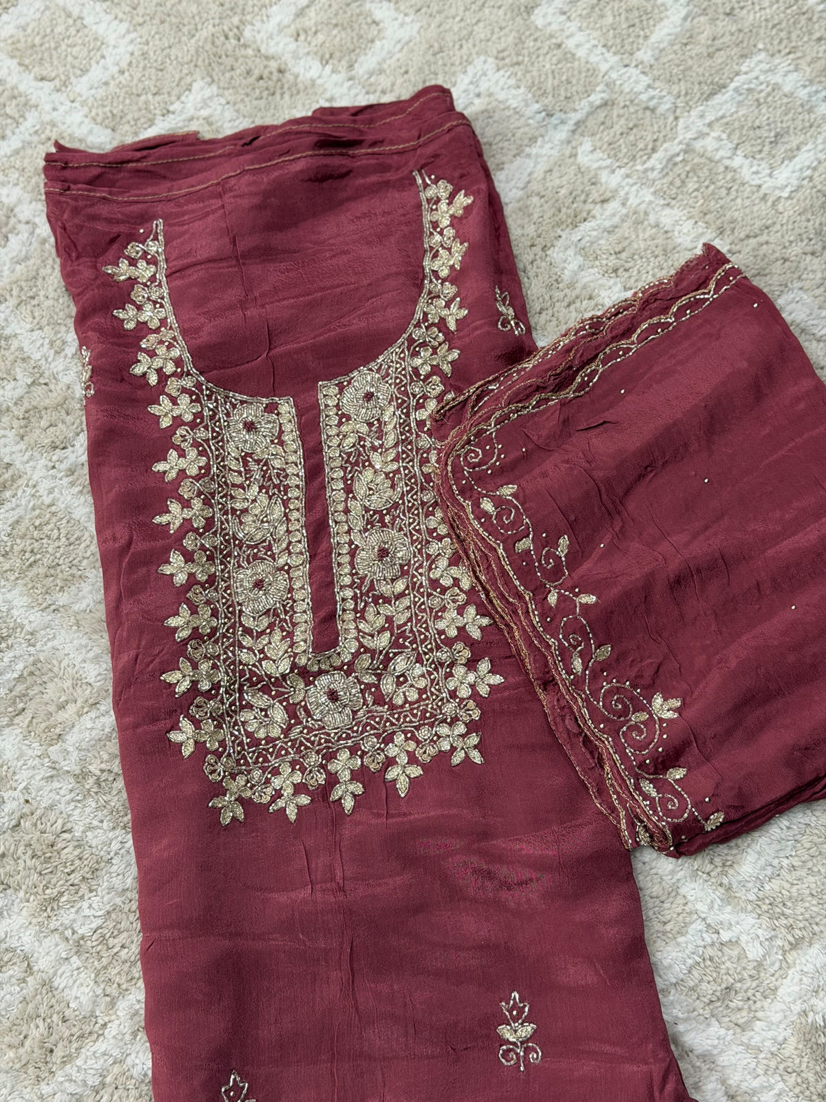HANDWORKED UNSTITCHED ALWAR SUTS - IHA 36041