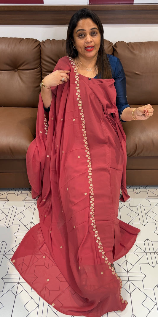 FAUX GEORGETTE ALINE TOP AND DUPATTA - IHA 24562