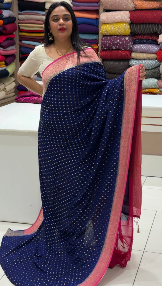 GEORGETTE BANARASI SAREES - IHA 34006