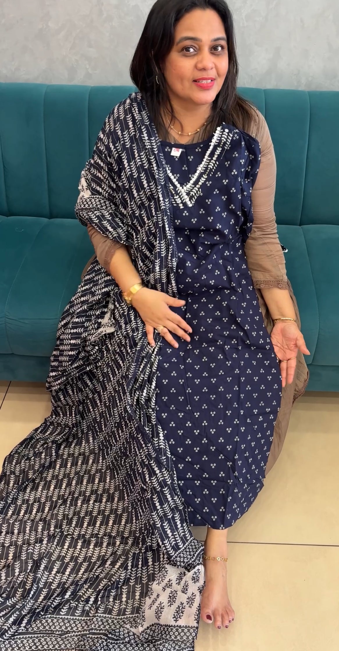 PRINTED COTTON TOP,BOTTOM AND DUPATTA - IHA 26821