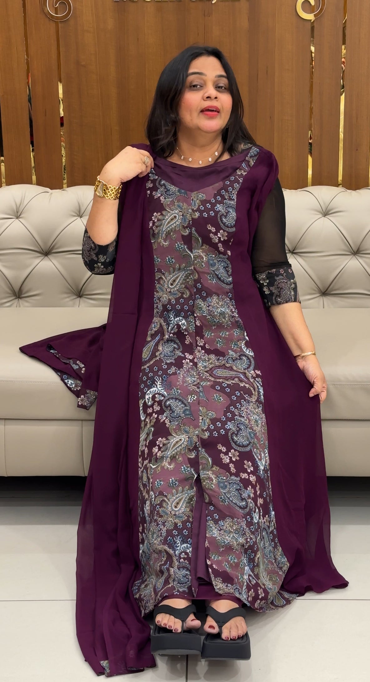 IHA'S IN-HOUSE GEORGETTE ALINE TOP ONLY  - IHA 28154