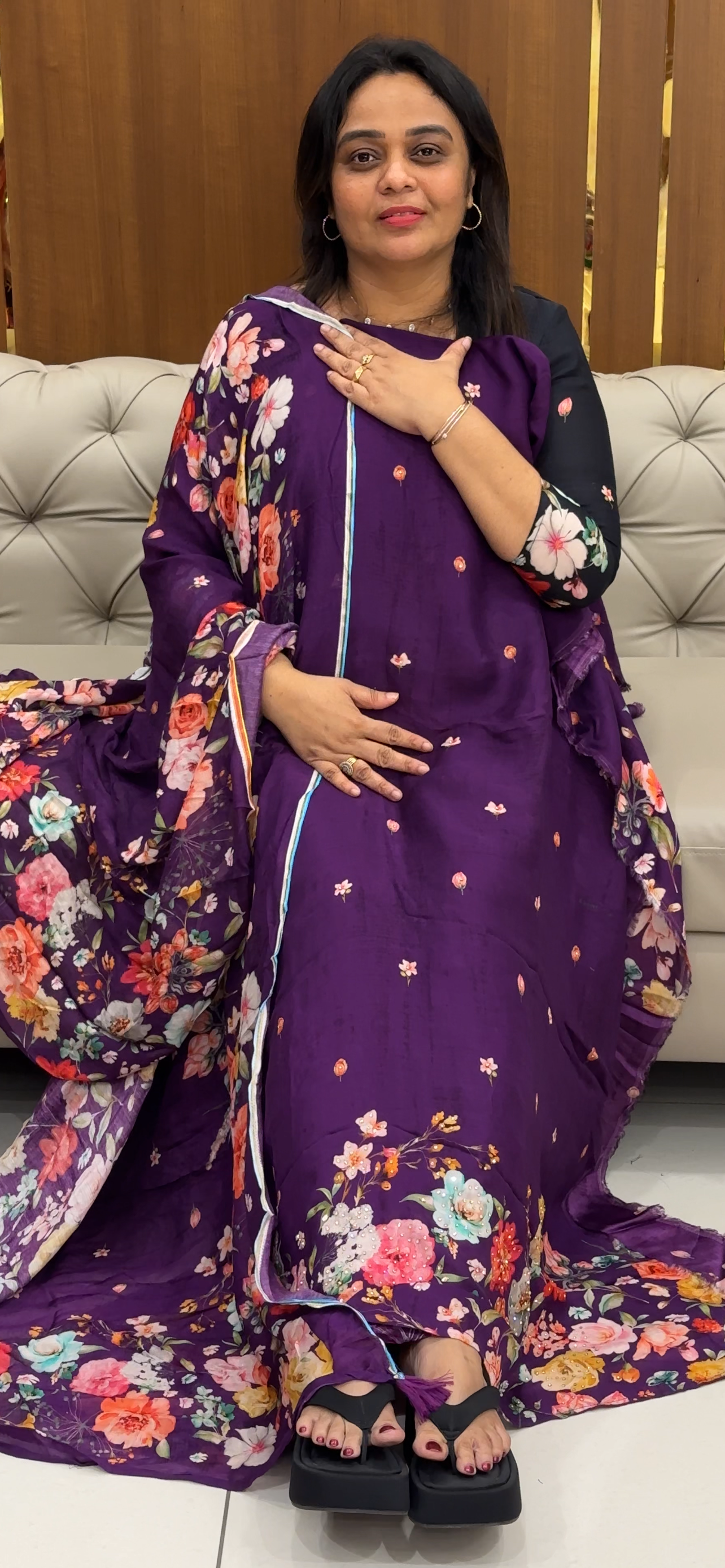 FORWARD CRAPE SILK ONSTITCHED SALWAR SUITS   - IHA 28667